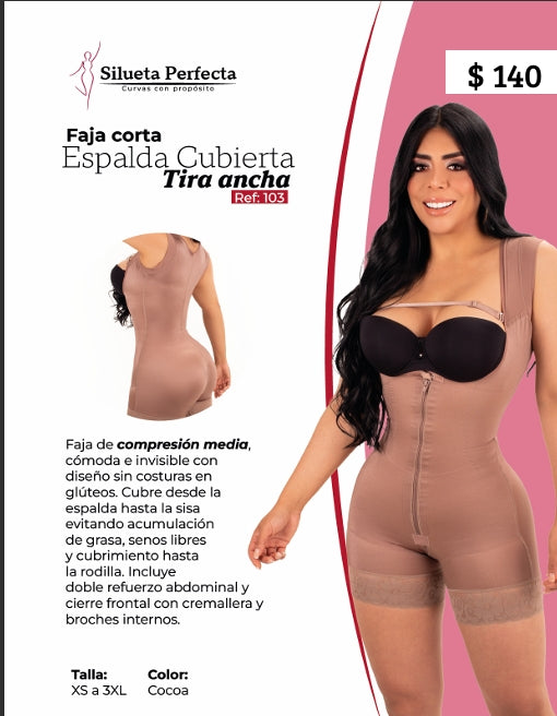 Faja Moldeadora Colombiana con Mangas Cortas en Lycra-Control Total 103